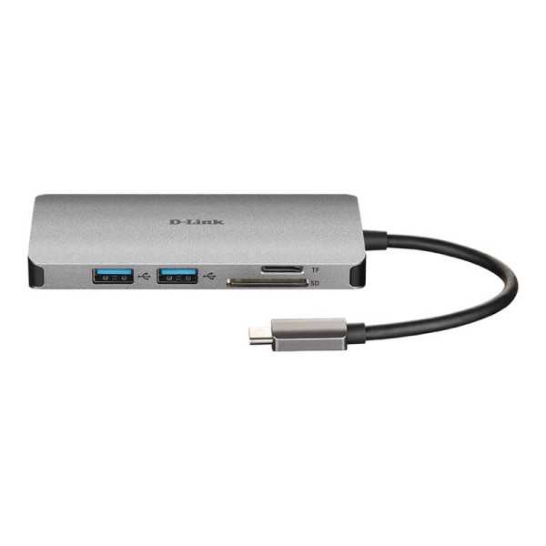 D-Link 8-in-1 USB-C šakotuvas su HDMI / Ethernet / kortelių skaitytuvu / maitinimo tiekimu DUB-M810 USB šakotuvas USB tipo C