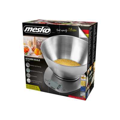 Mesko Kitchen Scale MS 3152 Maximum weight (capacity) 5 kg Graduation 1 g Display type LCD Stainless steel