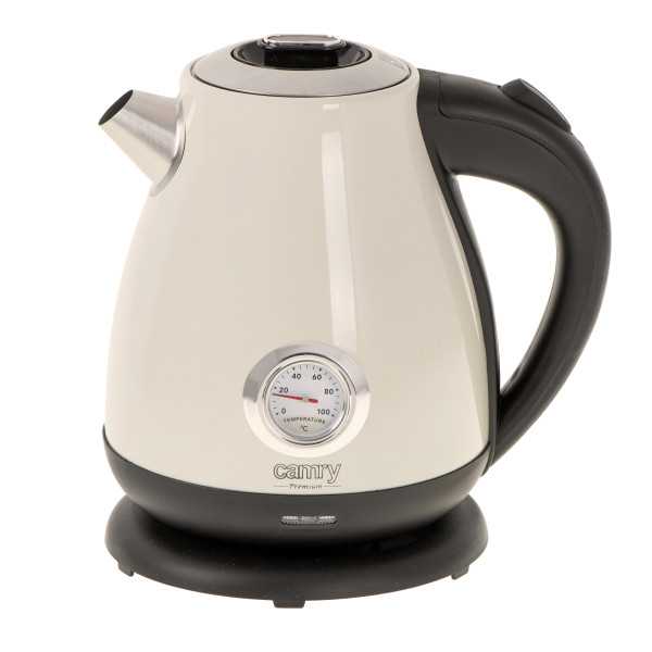 Camry Kettle with a thermometer CR 1344 Electric 2200 W 1.7 L Stainless steel 360 rotational base Cream