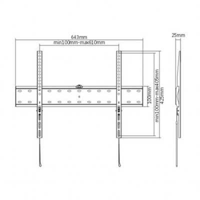 Gembird Wall mount Fixed 37-70 " Maximum weight (capacity) 40 kg Black