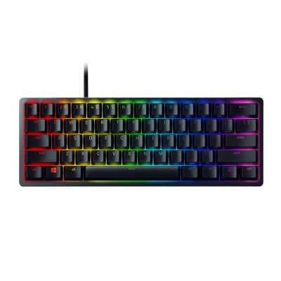 Razer Huntsman Mini Gaming keyboard 60% form factor Doubleshot PBT keycaps with side-printed secondary functions RGB LED light U