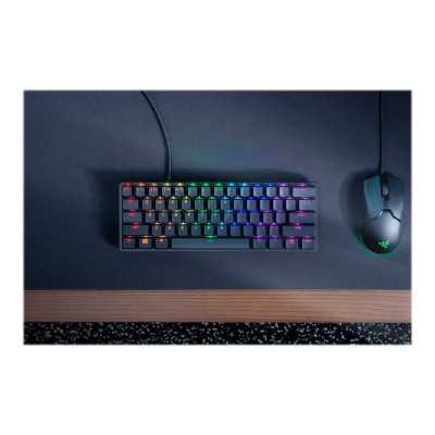 Razer Huntsman Mini Gaming keyboard 60% form factor Doubleshot PBT keycaps with side-printed secondary functions RGB LED light U