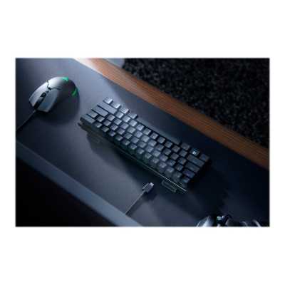 Razer Huntsman Mini Gaming keyboard 60% form factor Doubleshot PBT keycaps with side-printed secondary functions RGB LED light U