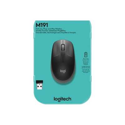 Logitech Full size Mouse M190 Wireless Charcoal USB