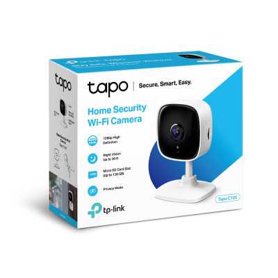 TP-LINK Home Security Wi-Fi Camera Tapo C100 Cube 3.3mm/F/2.0 Privacy Mode, Sound and Light Alarm, Motion Detection and Notifica