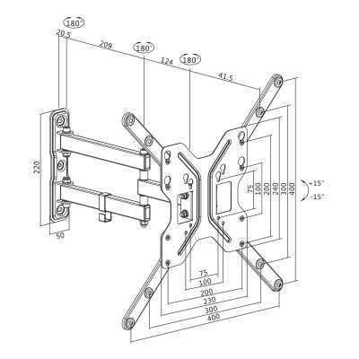 Logilink BP0016 TV Wall mount, 23"-55", tilt +15 -15 ,swievel +-90 , 395mm Logilink