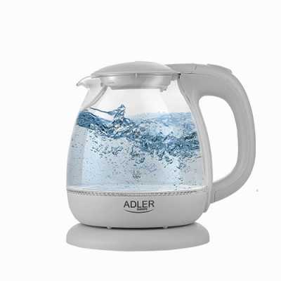 Adler Kettle AD 1283G Standard 1100 W 1 L Plastic/Glass 360 rotational base Grey