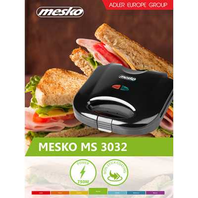 Mesko Sandwich maker MS 3032 750 W Number of plates 1 Number of pastry 2 Black