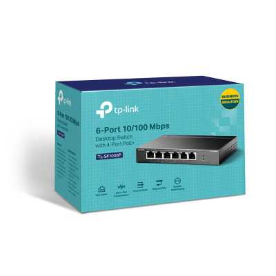 TP-LINK Switch TL-SF1006P Unmanaged Desktop 10/100 Mbps (RJ-45) ports quantity 6 PoE+ ports quantity 4 Power supply type Externa