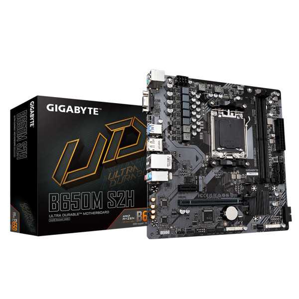 Gigabyte B650M S2H 1.0 M/B Procesorių šeima AMD Procesoriaus lizdas AM5 DDR5 DIMM Atminties lizdai 2 Palaikoma standžiojo disko 