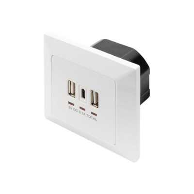 DIGITUS Socket with USB A & USB-C Ports, flush mounted Digitus