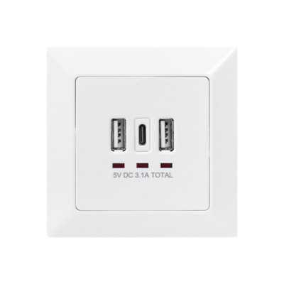 DIGITUS Socket with USB A & USB-C Ports, flush mounted Digitus