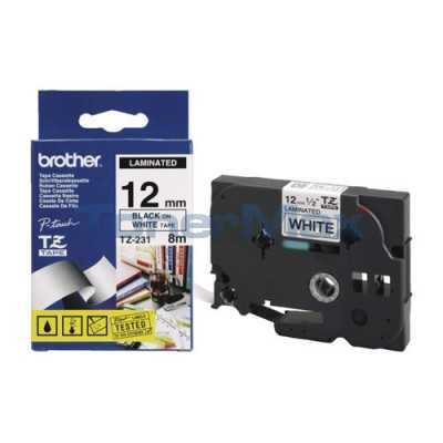 Brother TZ-231 Laminated Tape Black on White TZe 8 m 1.2 cm