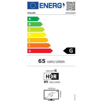 Philips Gaming Monitor 49M2C8900/00 48.9 " 5120 x 1440 pixels 32:9 0.03 ms 450 cd/m HDMI ports quantity 2 240 Hz