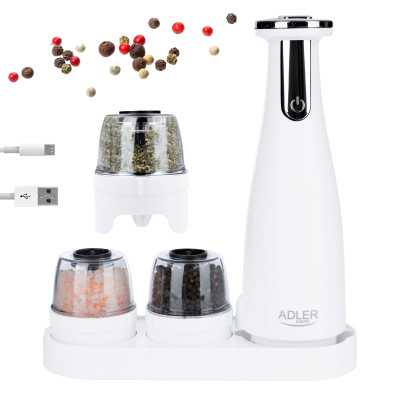 Adler Electric Salt and pepper grinder AD 4449w Grinder 7 W Housing material ABS plastic Lithium Mills with ceramic querns Charg