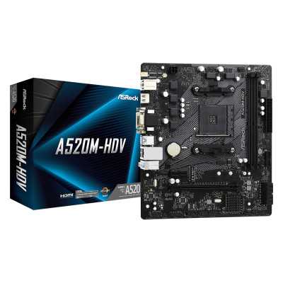 ASRock A520M-HDV Processor family AMD Processor socket AM4 DDR4 DIMM Memory slots 2 Supported hard disk drive interfaces SATA, M