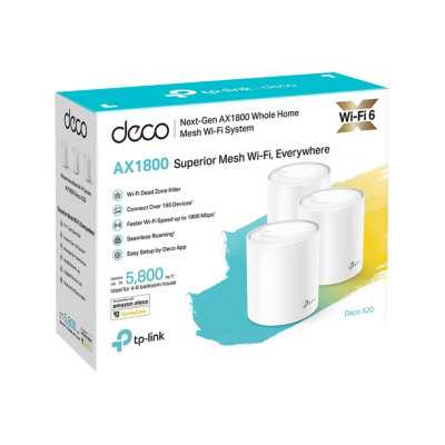 TP-LINK Whole-Home Wi-Fi System Deco X20(3-pack) 802.11ac 1201 Mbit/s 10/100/1000 Mbit/s Ethernet LAN (RJ-45) ports 2 Mesh Suppo