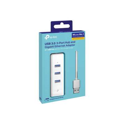 TP-LINK USB 3.0 3-Port Hub & Gigabit Ethernet Adapter 2 in 1 USB Adapter UE330