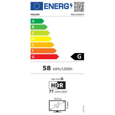 Philips Curved Business Monito 45B1U6900CH/00 44.5 " VA QHD 32:9 4 ms 450 cd/m HDMI ports quantity 2 60 Hz