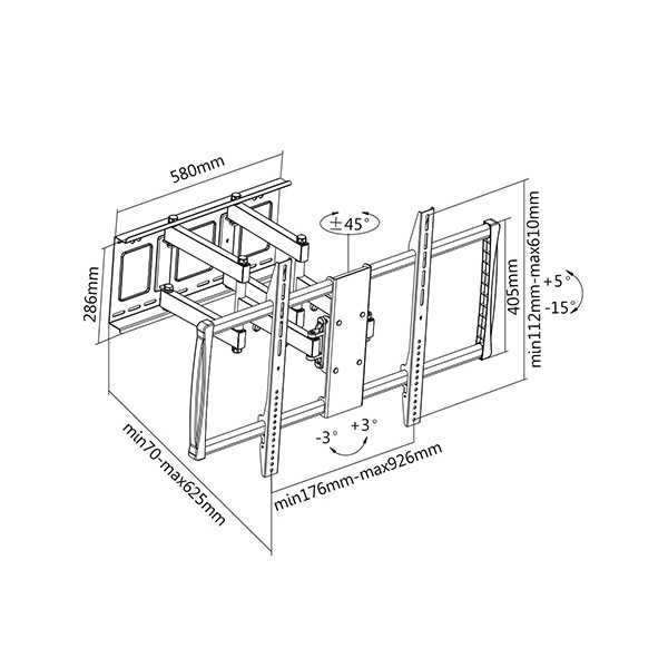 Sunne Wall Mount 60-100-EA 60-100 " Maximum weight (capacity) 80 kg Black