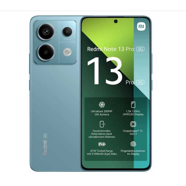 Xiaomi Redmi Note 13 Pro Ocean Teal 6,67 colių AMOLED 1220 x 2712 pikselių Qualcomm SM7435 Snapdragon 7s Gen 2 Vidinė RAM 8 GB 2