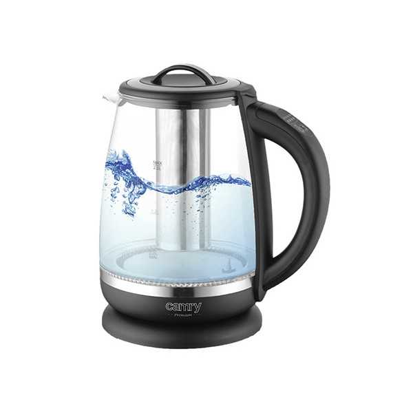 Camry Kettle CR 1290 Standard 2200 W 2 L Plastic/glass 360 rotational base Black/Transparent