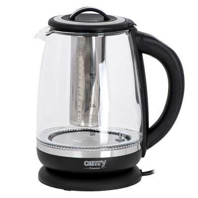 Camry Kettle CR 1290 Standard 2200 W 2 L Plastic/glass 360 rotational base Black/Transparent