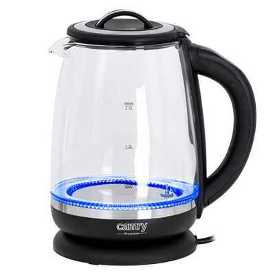 Camry Kettle CR 1290 Standard 2200 W 2 L Plastic/glass 360 rotational base Black/Transparent