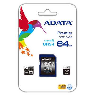 ADATA Premier 64 GB SDHC Flash memory class 10 No