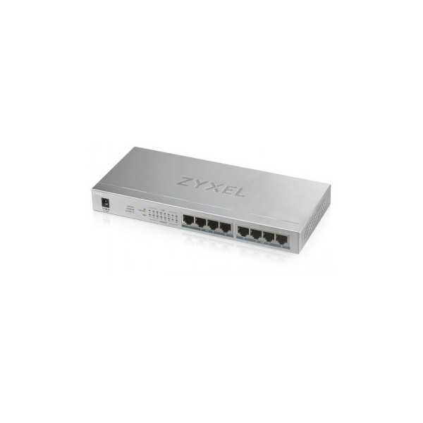 ZYXEL GS1008- HP , 8 PORT GIGABIT POE+ NEVALDOMAS STALINIO KOMPONENIO JUNGIKLIS, 8 X POE, 60 W