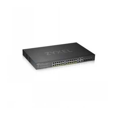 ZYXEL GS1920-24HPV2, 28 PORT SMART MANAGED POE SWITCH 24X GIGABIT COPPER POE AND 4X GIGABIT DUAL PERS., HYBRID MODE, STANDALONE 