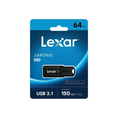 Lexar | Flash drive | JumpDrive S80 | 64 GB | USB 3.1 | Black