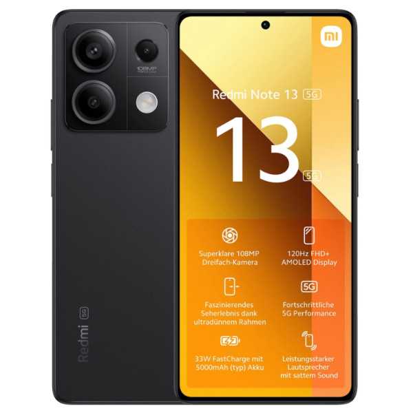 Xiaomi Redmi Note 13 (Graphite Black) Dual SIM 6.67 AMOLED 1080x2400/2.4GHz&2.0GHz/128GB/6GB RAM/Android13/5G,MZB0FPBEU Xiaomi |