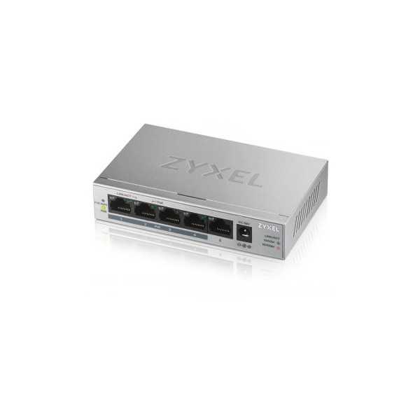 ZYXEL GS1005- HP , 5 PORT GIGABIT POE+ NEVALDOMAS STALINIO KOMENTO JUNGIKLIS, 4 X POE, 60 W