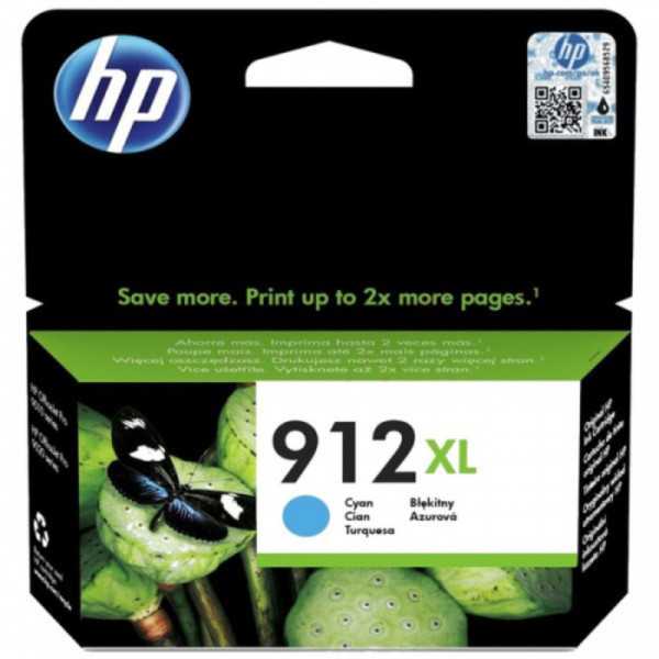 HP 912XL didelės talpos žalsvai mėlynos spalvos rašalo kasetė, 825 puslapiai, skirta HP Officejet 8012, 8013, 8014, 8015 Officej