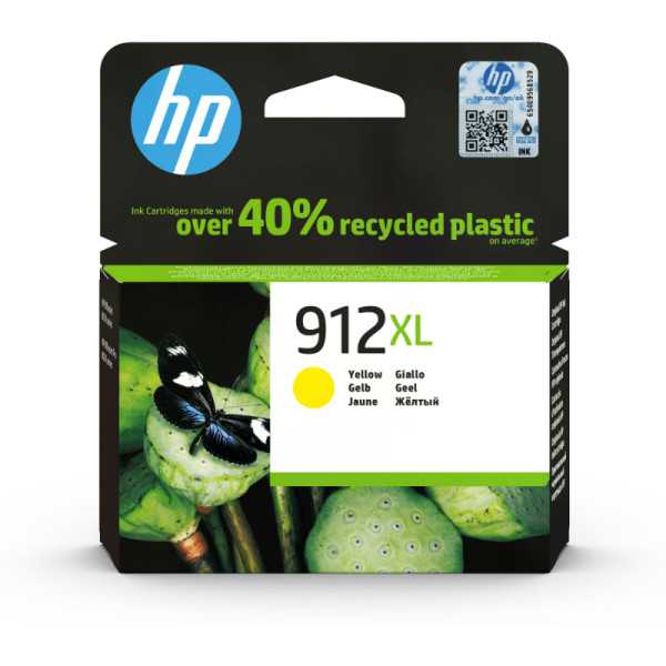 HP 912XL, didelės talpos geltona rašalo kasetė, 825 puslapiai, skirta HP Officejet 8012, 8013, 8014, 8015 Officejet Pro 8020