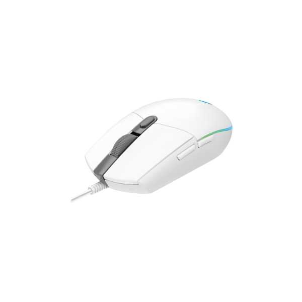 Logitech G203 Lightsync“ žaidimų pelė USB, balta (910-005797)