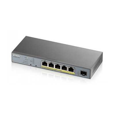 ZYXEL GS1350-6HP, 6 PORT MANAGED CCTV POE SWITCH, LONG RANGE, 60W, 802.3BT (1 YEAR NCC PRO PACK LICENSE BUNDLED)