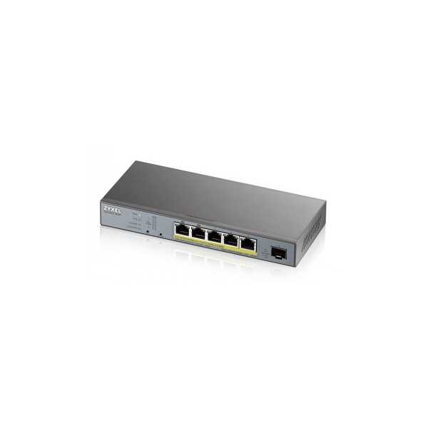 ZYXEL GS1350-6HP, 6 PORT MANAGED CCTV POE SWITCH, LONG RANGE, 60W, 802.3BT (1 YEAR NCC PRO PACK LICENSE BUNDLED)