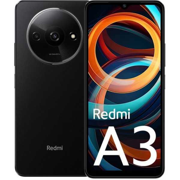 Redmi | A3 | Redmi A3 (Midnight Black) Dvi SIM 6,71 colio IPS LCD 720x1600/2,2GHz ir 1,6GHz/64GB/3GB RAM/Android 14/microSDXC/Wi