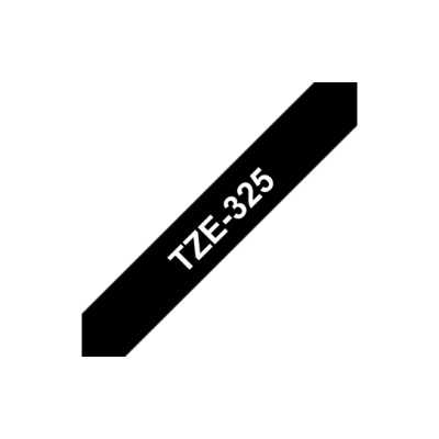 Brother | TZe-325 Laminated Tape | White on Black | TZe | 8 m | 9 cm