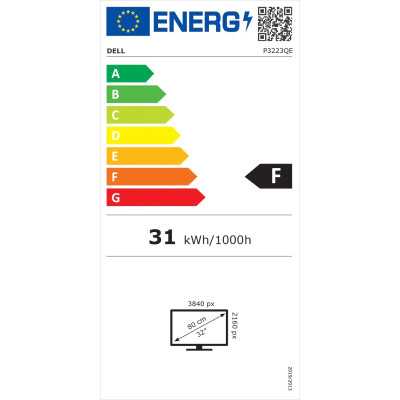 Warranty 60 month(s) | P3223QE | 31.5 " | IPS | 4H UHD | 3840 x 2160 | 16:9 | 8 ms | 350 cd/m | White | HDMI ports quantity 1 | 