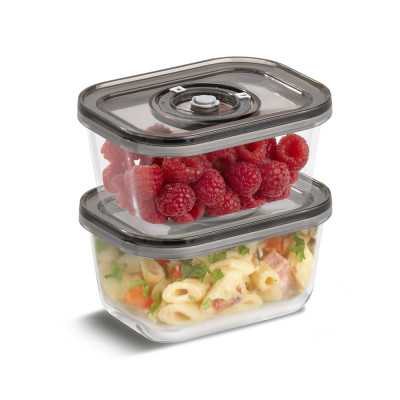 Caso | VacuBoxx Eco-Duo S | Glass Vacuum Containers with Plastic Lid (2 pcs) | Transparent