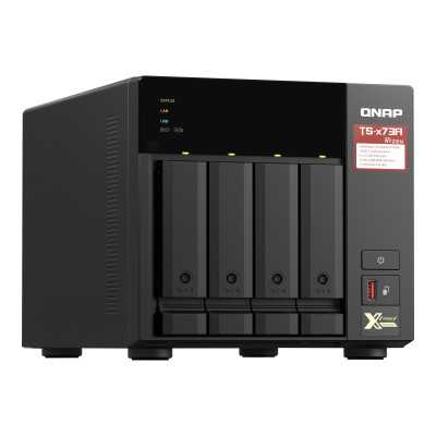 QNAP | 4-Bay QTS and QuTS hero NAS | TS-473A-8G | Up to 4 HDD/SSD Hot-Swap | AMD Ryzen | Ryzen V1500B Quad-Core | Processor freq