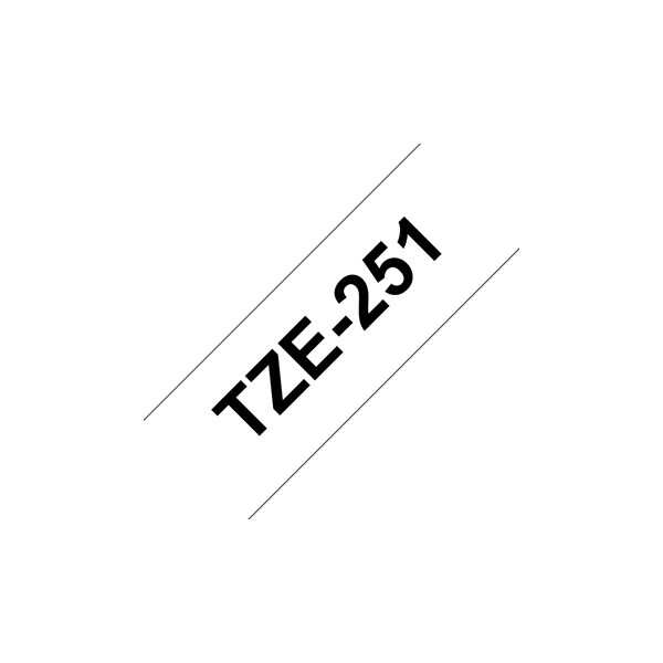 Brother | TZ-251 Laminated Tape | Black on White | TZe | 8 m | 2.4 cm