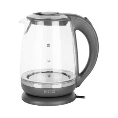 ECG Electric kettle RK 2020 Grey Glass, 2 L, 360 base with power cord storage, Blue backlight, 1850-2200 W