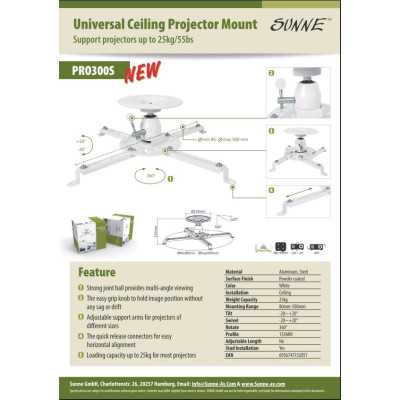 Sunne | Projector Ceiling mount | Turn, Tilt | White