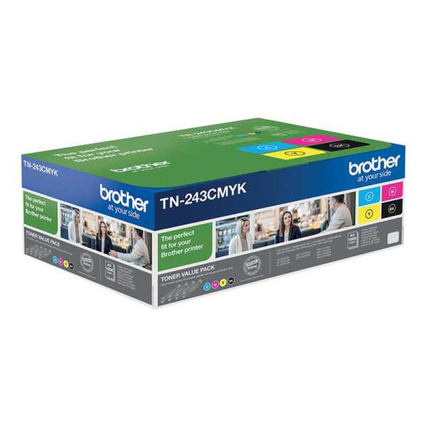 Brother TN-243CMYK, dažų paketas | Brother TN243CMYK | Brother TN243CMYK Value Pack – 4 pakuotės – juoda, geltona, žalsvai mėlyn