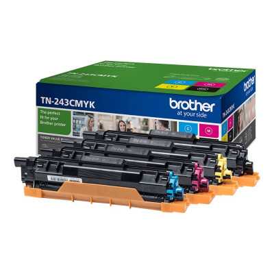 Brother TN-243CMYK, Toner Value Pack | Brother TN243CMYK | Brother TN243CMYK Value Pack - 4-pack - black, yellow, cyan, magenta 