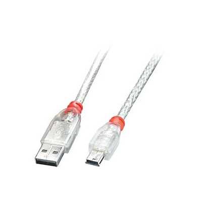 CABLE USB2 A TO MINI-B 2M/TRANSPARENT 41783 LINDY